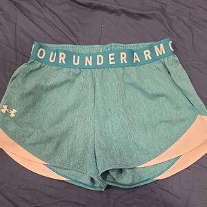Under Armour Teal and Cream Women's Athletic Running Shorts